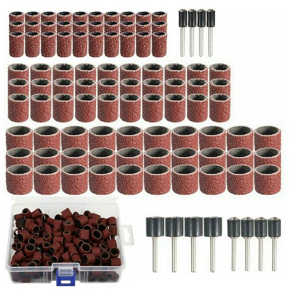 

252pcs sanding drum kit with box including 240 pcs drum sander sanding sleeves and 12 pcs mandrels for dremel rotary tool