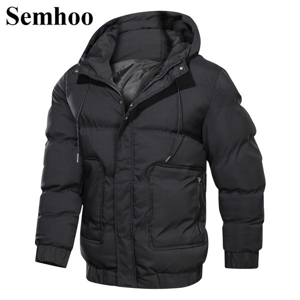 

2019 winter new men's hooded cotton coat casual solid color thick warm jacket simple loose cotton parkas men's plus size m---4xl, Black