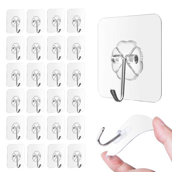 

24pcs strong transparent suction cup sucker wall hooks hanger kitchen bathroom 6x6cm suction cup plastic seamless hook 2019