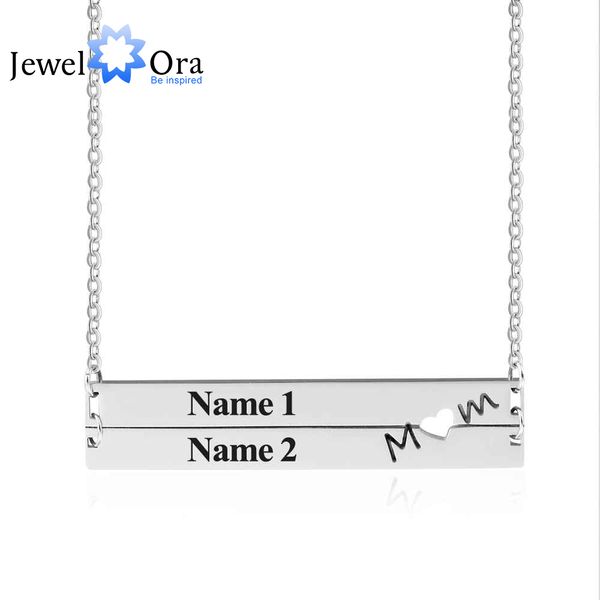 

personalized stainless steel nameplate bar necklace women custom name necklaces & pendants anniversary gift (jewelora ne101897, Silver