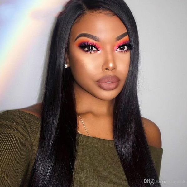 

24inch hair 360 lace frontal wig peruvian straight lace front 100% remy human hair wigs for women pre plucked with baby hair, Black