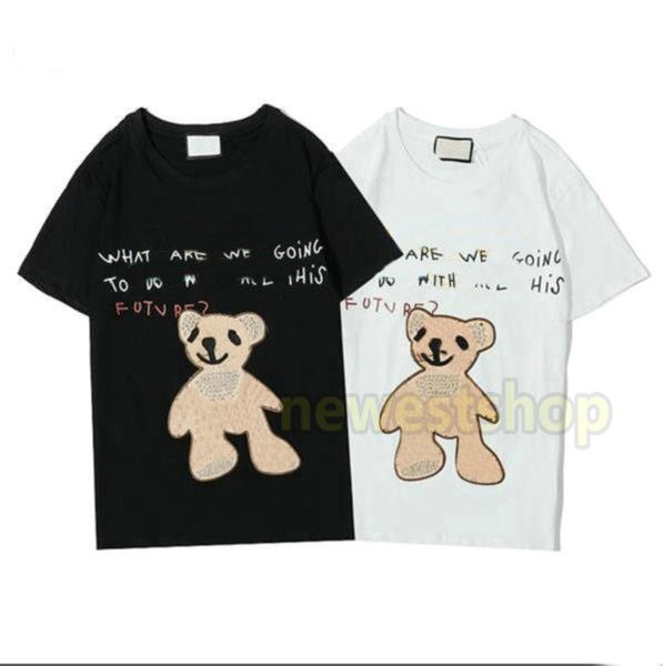 

2020 new spring summer designer luxury men clothing t-shirt classic simple red green striped print t shirt bear print t shirts casual tshirt, White;black