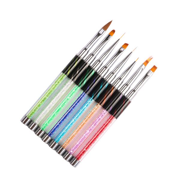 

gradient nail liner painting brush pen multi size uv gel cat eye rhinestone handle manicure nail art brush tool, Yellow