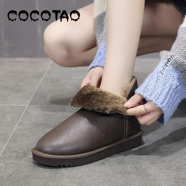 

waterproof snow boots female 2019 new winter plus velvet thick short tube warm boots flat bottom non-slip cotton students shoes, Black