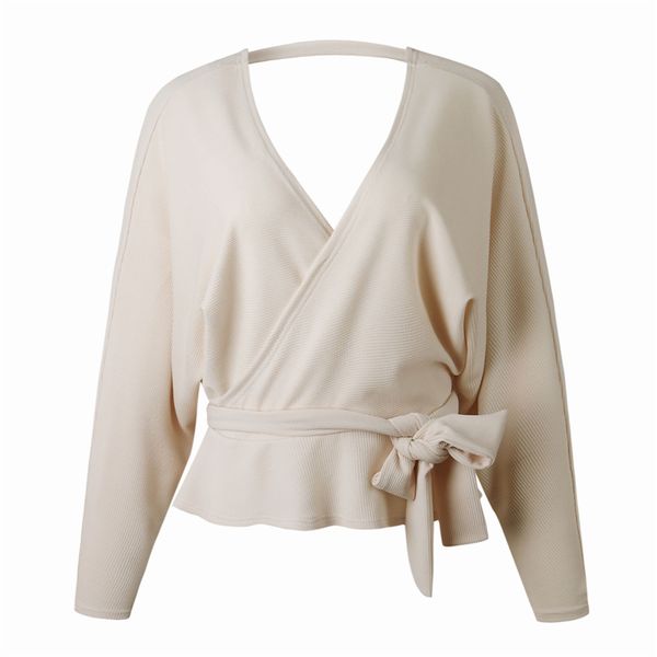 

new arrival 2018 autumn women knitted sweater long sleeve v neck pullover solid backless sweaters ladies clothes hot, White;black