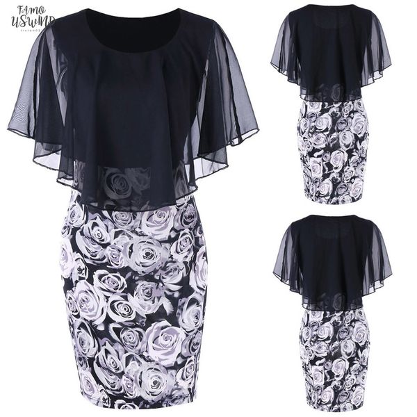 

chiffon womens dress striped casal rose print o neck party dress womens dress womens rough pajamas summer party bigger, Black;gray