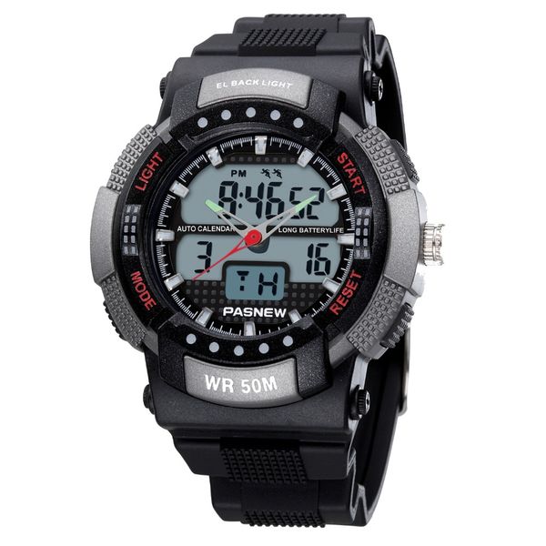 

brand pasnew watches fashion men watches dual display quartz wristwatches men sport watch reloj hombre relogio masculino, Slivery;brown