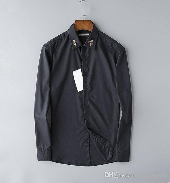 

дизайнер guccy мужской с длинным рукавом рубашки моды роскошь рубашка хлопок удобной блуза новая горячими продавать классическую вышивку вер, White;black