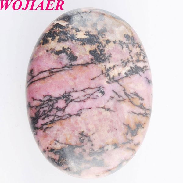 

wojiaer натуральные бусины родохрозит драгоценных камней овальный кабошон кабины без отверстия ювелирные изделия 30x40x8mm делая du8133, Black