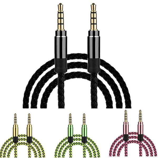 

1.5m/5ft braided to male aux 3.5mm jack stereo audio cable for cell phone tablet professional made y10