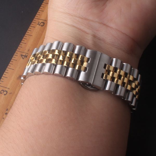 

silver gold stainless steel watchband 20mm solid band bracelet curved ends and straight ends promotion wrist straps, Black;brown