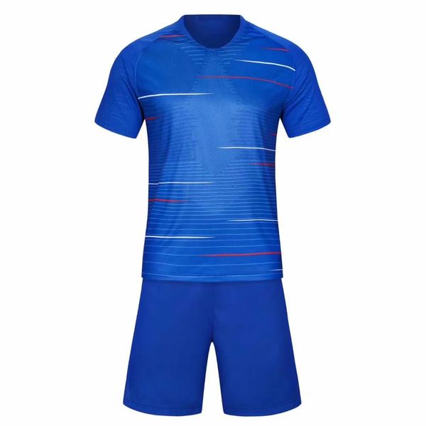 

men's custom soccer jerseys shorts diy logo name number sponsor for team football kits sports training uniforms player blue set