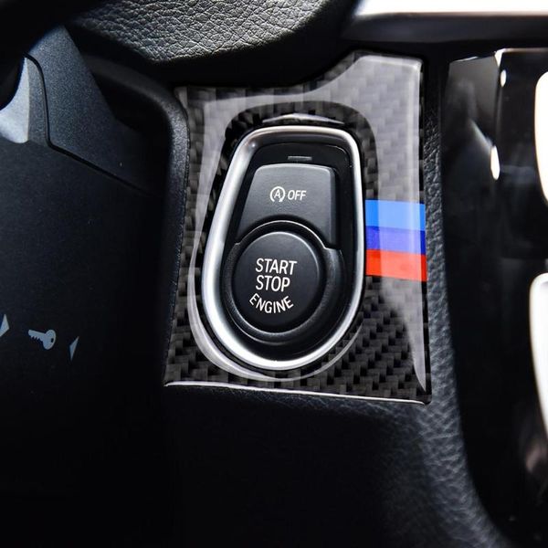 

for f30 f34 3 series interior carbon fiber car start sengine button cover sticker m strips trim car styling accessories