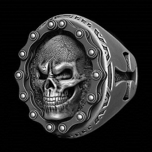 

secret boys gothic punk men's ring retro skull devil men's ring skull cycling punk jewellery jewellery, Golden;silver