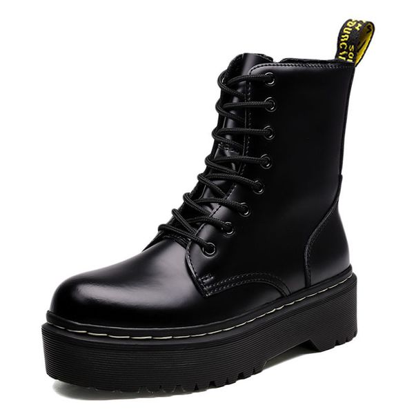 

doc women boots platform boots for ladies leather women ankle female winter shoes booties botas mujer, Black