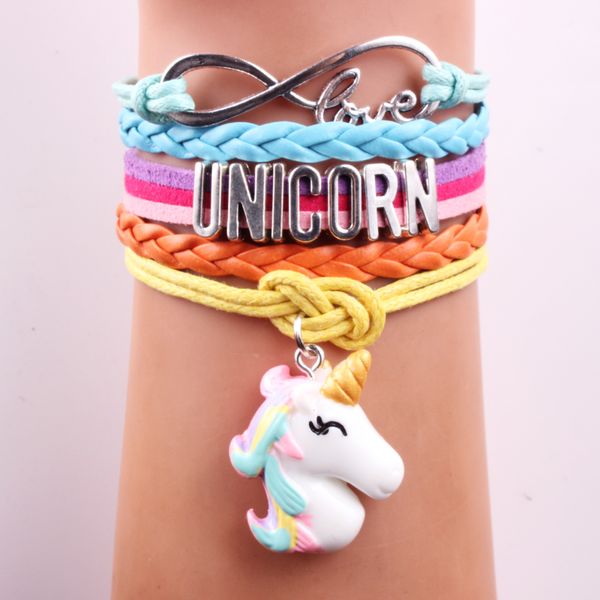 

multicolor design unicorn cuff bracelet handmade leather bracelet, Golden;silver