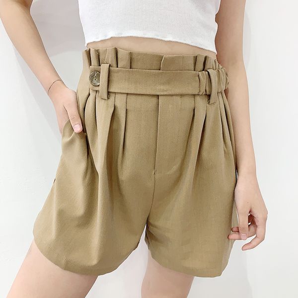 

seebeautiful горячие шорты женщин простые плиссированные высокой талией сыпучие лето 2020 новая мода tide l451, White;black