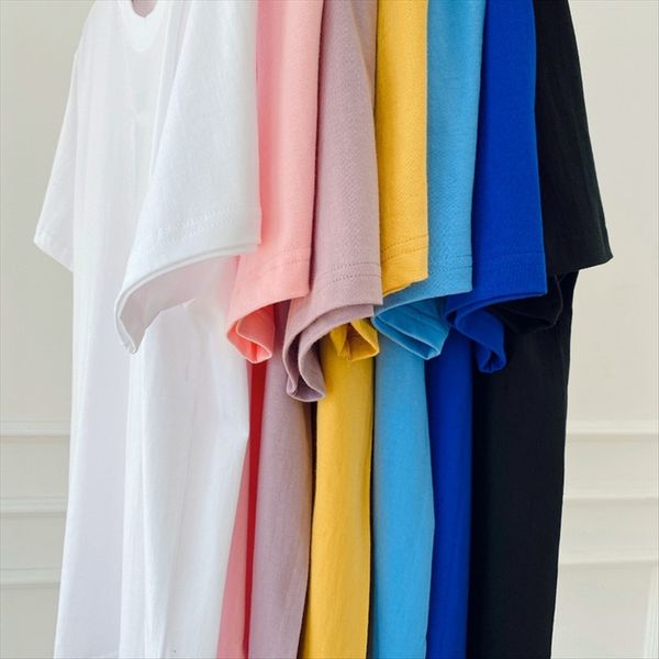 

40308 women's all-color casual simple -shirt loose slim short t-shirt pullover op pullover sleeve women's top, White