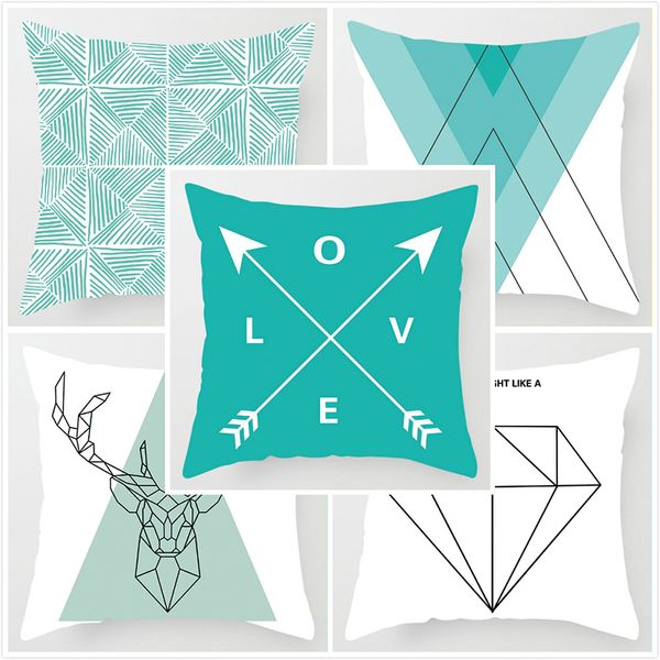 

nordic scandinavian cushion cover geometric deer diamond decoration throw pillow covers square blue decor nordic pillow case