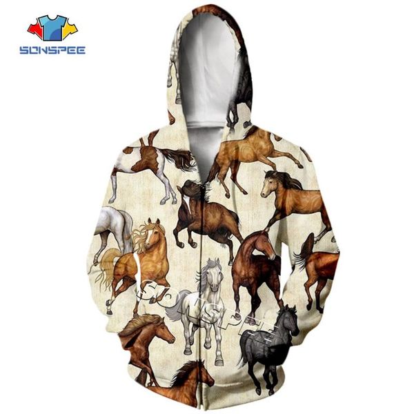 

sonspee новый мужская мода случайные длинный рукав капюшоном забавный зверек лошадь 3d напечатаны унисекс толстовки женщин толстовка с капюш, Black