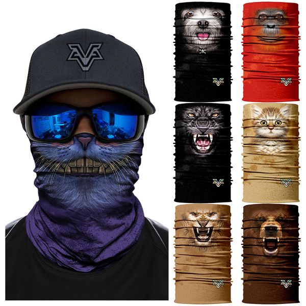 

3d seamless scarves headband cute pet neck bandana facemask animal mask cycling ski magic bandana dog cat headwears headscarf, Black
