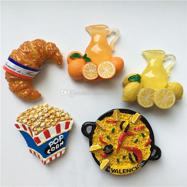 

creative export spanish food paella croissant popcorn bread juice resin refrigerator magnet refrigerator ornament decoration souvenir gifts