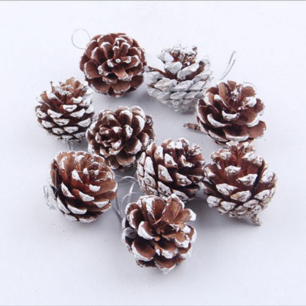 

9 pcs/bag christmas pine cones ornament mini gift box christmas tree pendant new year ornament xmas tree party decorations 3-4cm