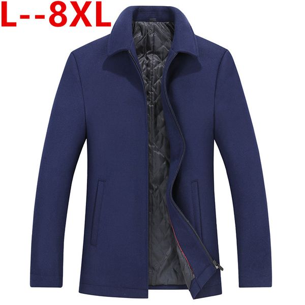 

плюс размер 10xl 8xl 6xl 2020 мода мужская шерстяное пальто зима теплая сплошной цвет тренч куртка мужской бизнес повседневное пальто парка, Black