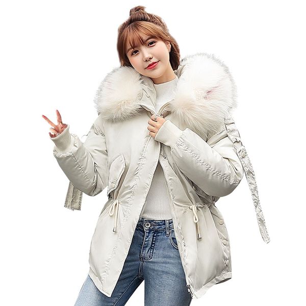 

jaycosin ladies fashion hooded fur collar cotton jacket strap pocket casual zipper jacket daily casual outwear autumn winter, Black