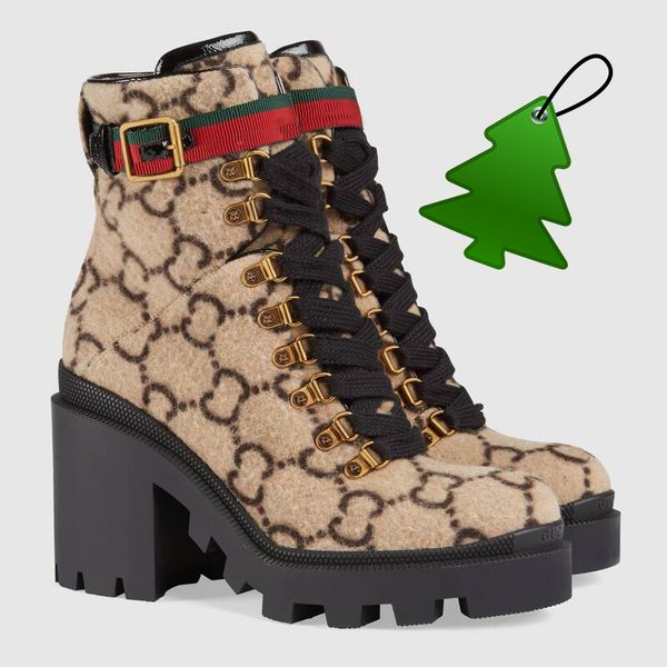 

wool ankle boot beige/ebony women boots lug soled heeled booties lace-up with eyelets women's winter boots 4sun, Black