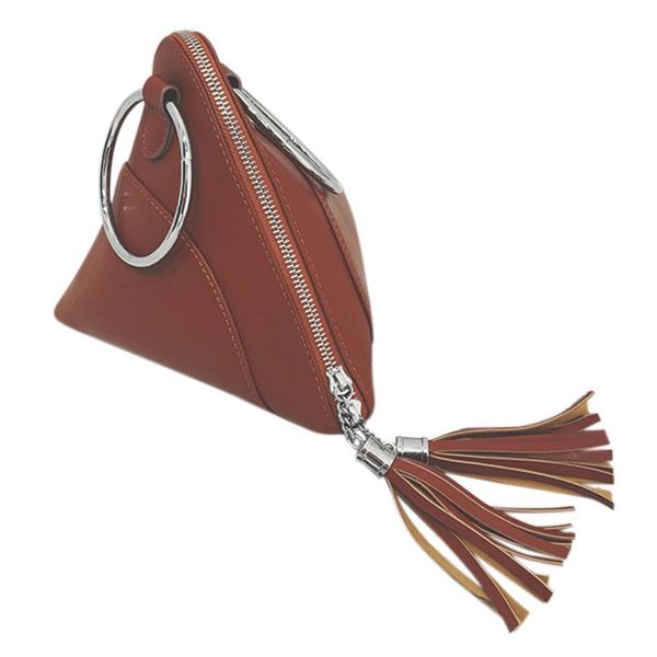 

dumplings bag women's handbag mini tassel bag triangular women bags pu(brown