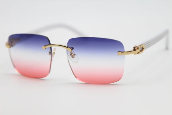 

2020 wholesale marble white plank rimless glasses designer arms glasses men 8300816 plank sunglasses glasses men brand, White;black