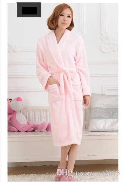 

оптово-unisex womenmen ватки коралла сыпучие длинные пижамы одеяния халат spa # 8 цветов, Black;red