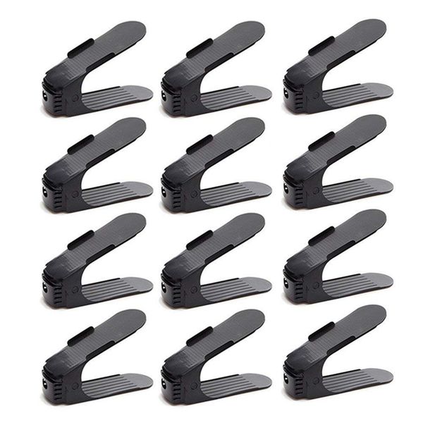 

adjustable shoe organizer-shoe slot space saver rack holder (12 pcs-black