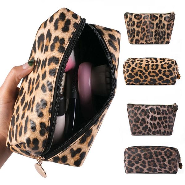 

fashion lady leopard print cosmetic bag organizer travel portable casual makeup phone pouch storage toiletry bags for women new