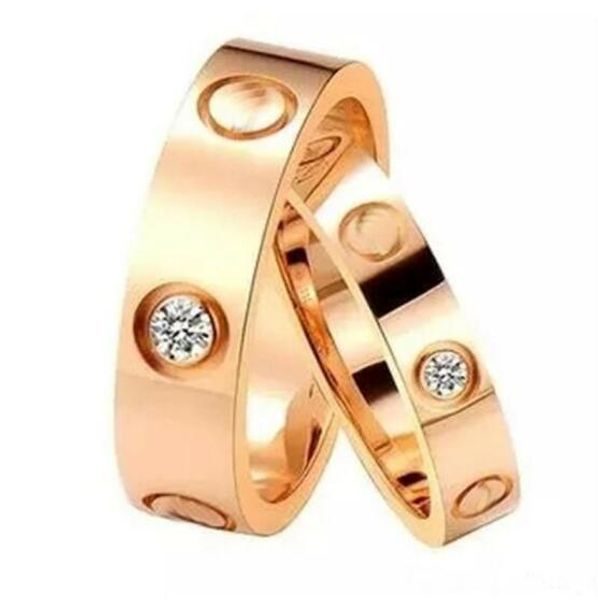

stainless steel love ring 4mm 6mm gold rose gold silver wedding ring for men women screw ring, Golden;silver