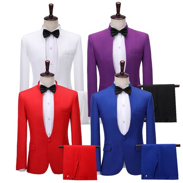 New Hot Belas Red Groomsmen Noivo Smoking Homens ternos de casamento / Prom / calças Jantar Best Man Blazer Set (Jacket + calça)