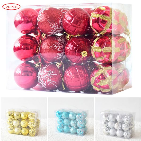 

24pcs 6cm shatterproof christmas ball hanging hanger tree ornament party decor