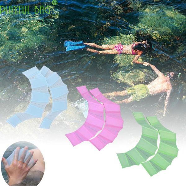 

a pair frog silica gel swimming paddle swimming equipment fins hand web flippers training diving kids tool