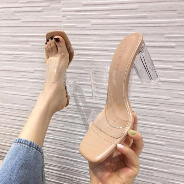 

slippers casual glitter slides shoes shose women heeled mules square heel luxury jelly flat soft heels block fabric high rubber, Black