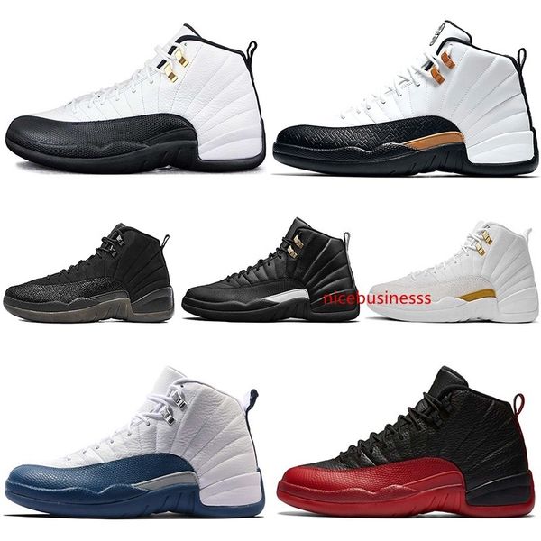 

mens 12s cny basketball shoes taxi black white the master flu game gamma french blue playoffs sports trainers sneakers size 41-47