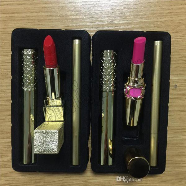 

2019 Hot Famous Brand Makeup Set Mascara Lipstick Eyeliner 3 in 1 Cosmetics kit free shipping
