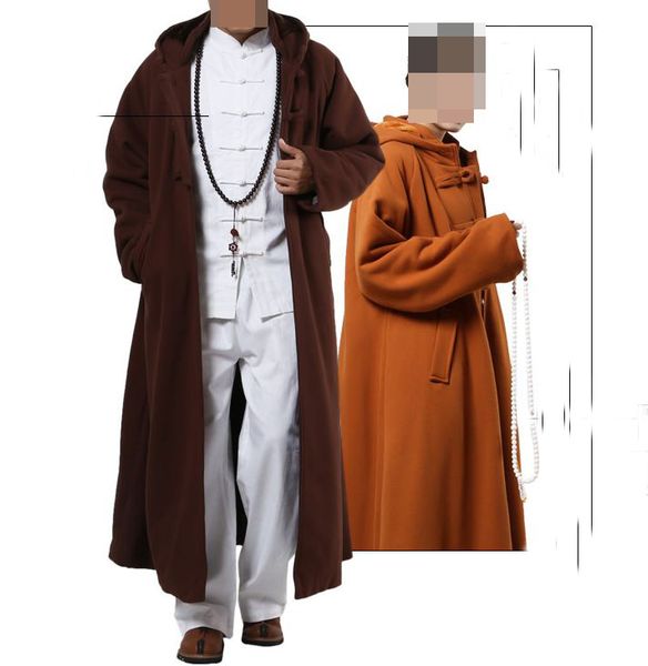 

4color cotton meditation cloak robe zen warm buddhist monk suits nun winter lay clothing martial artsgown mantle cape