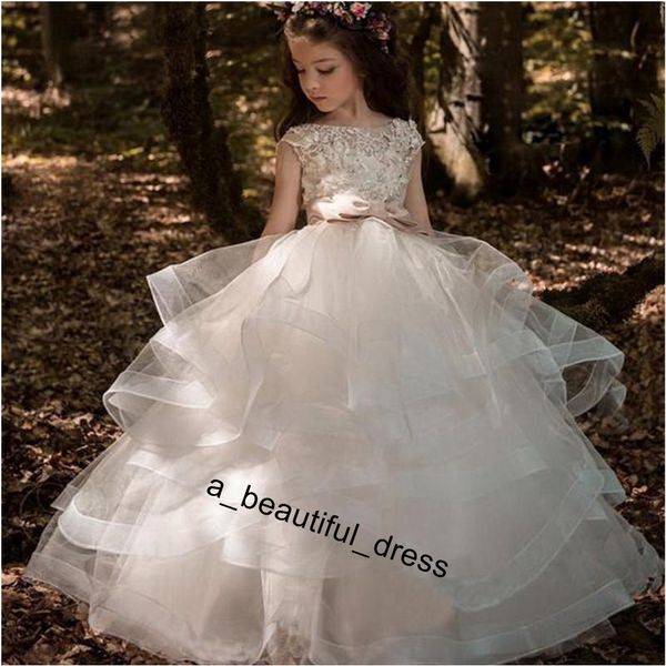 

new arabic floral lace flower girl dresses ball gowns child pageant dresses long train beautiful little kids flowergirl dress formal fg1302, White;blue
