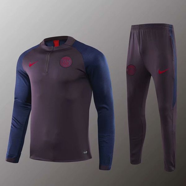 

2019 2020 naples paris real madrid ronaldo rome ajax 19 20 suit football training sportswear clothes jogging barcelona kit soccer wear, Black