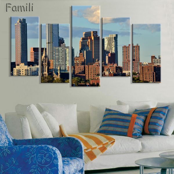 

5Panel HD Printed new york city Painting on canvas room decoration print poster picture canvas Free shipping