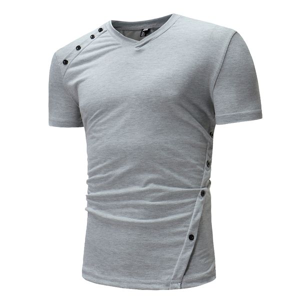

new men t shirt кнопка украшенные с коротким рукавом v шеи тройника способа лета вскользь сплошные tops, White;black