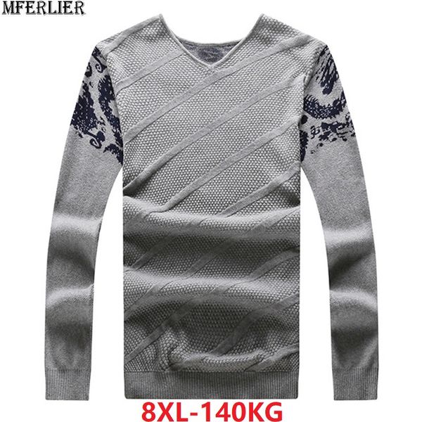 

winter men sweater knitting cotton stripe pullovers v-neck sweaters men plus large size big 7xl 8xl loose hipster sweaters home, White;black