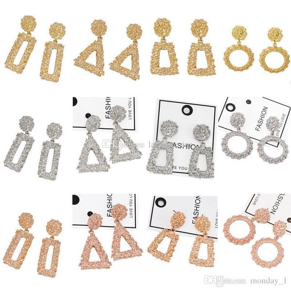 

multi style geometric figure stud earring women boho style square triangle round earring for travel beach gift for love, Golden;silver