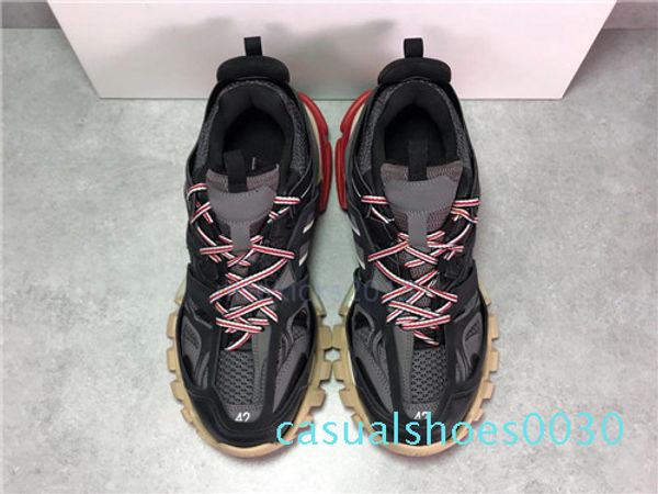 

triple s track 3.0 casual shoes man woman sneaker lace-up mixed colors fashion lace up grandpa trainerdesigner shoes chaussures de sport c30, Black